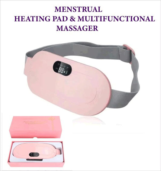 Portable Menstrual Heating Pad Belt for Women – Electric Period Pain Relief Massager with 3 Heat Levels & 4 Massage Modes - With Box